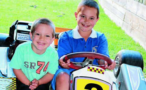 Billy Bruce (right) takes the wheel in his go-kart with little brother Jack. Billy Bruce (right) takes the wheel in his go-kart with little brother Jack.